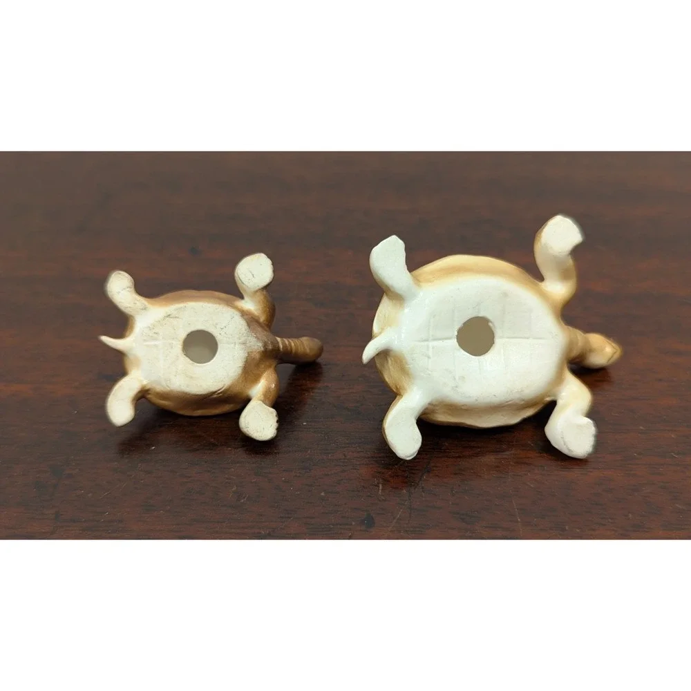 Vintage Pair Miniature Ceramic Turtle Figurines Green Brown Tortoise Decor